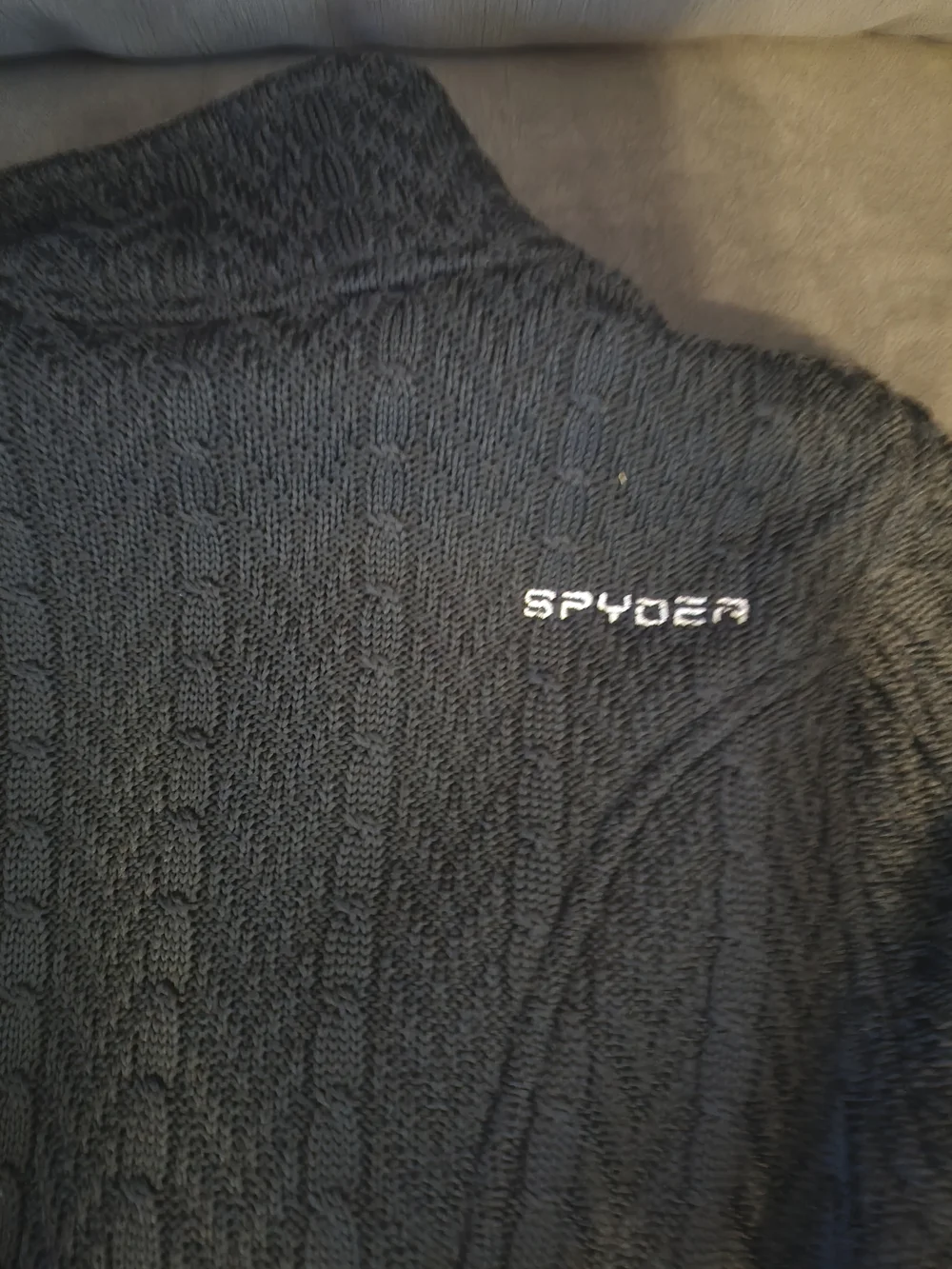 SPYDER Women's Black Cable Knit Full-Zip Utility Jacket with Subtle Logo Size S